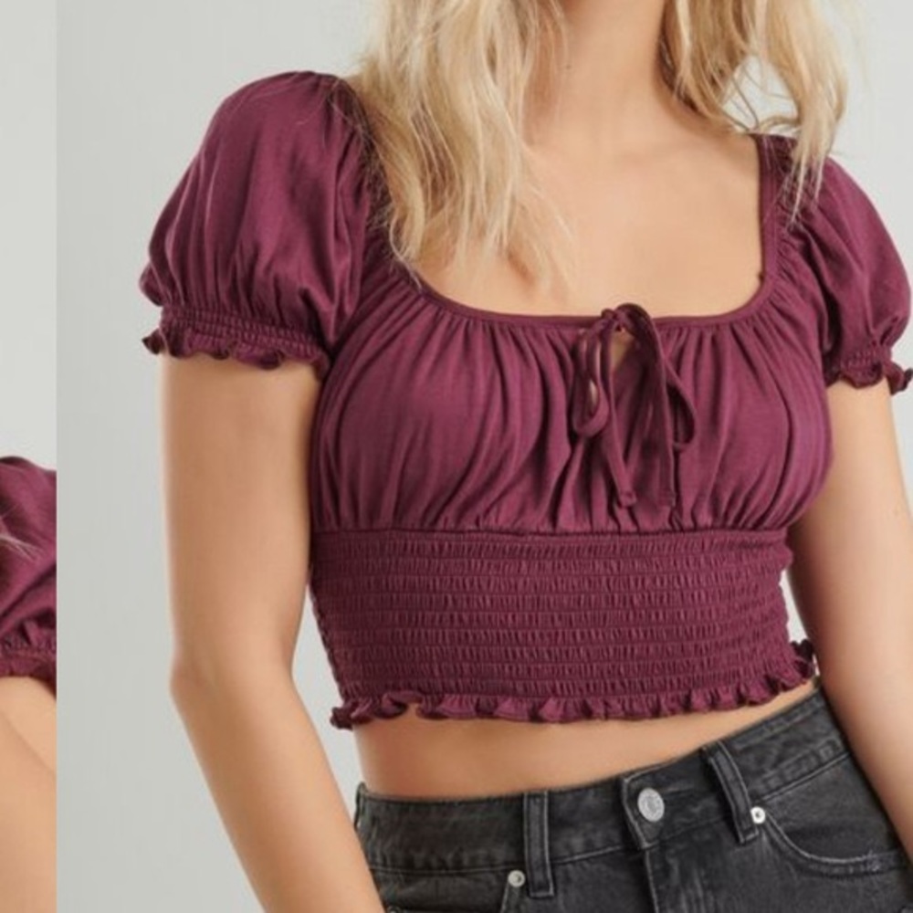 Garage Purple Cropped Peasant Tee